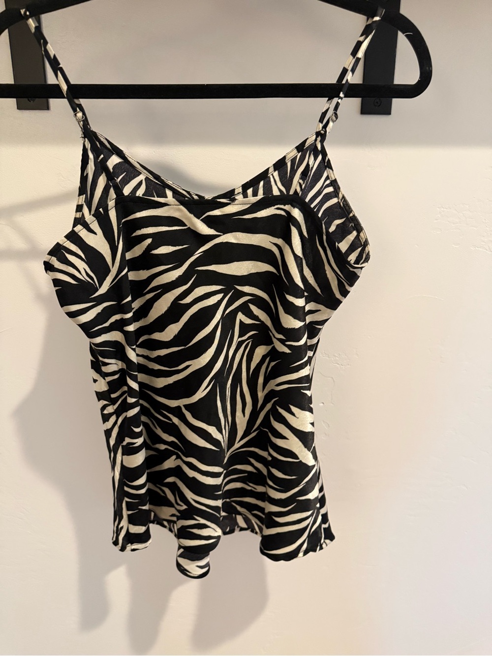 Time and Tru Black and White Zebra-Print Spaghetti Strap Cami